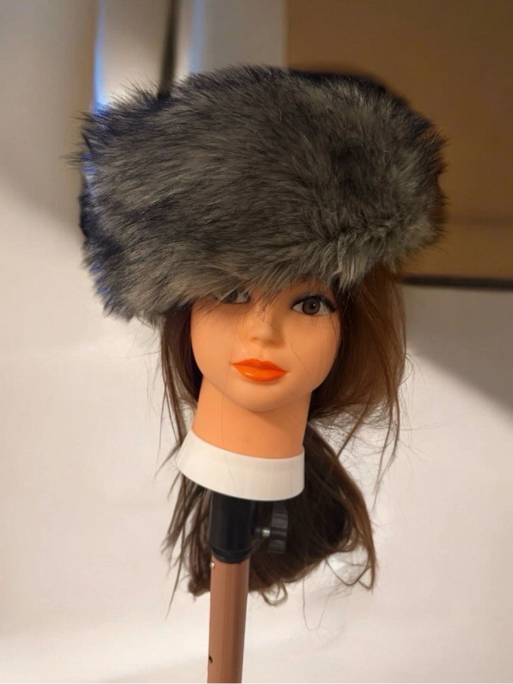 Donna Salyers' Fabulous Furs Faux Fur Hat Gray Black Women's One Size